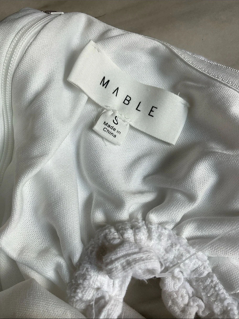 Mable White Strapless Cutout Midi Dress Linen Blend
